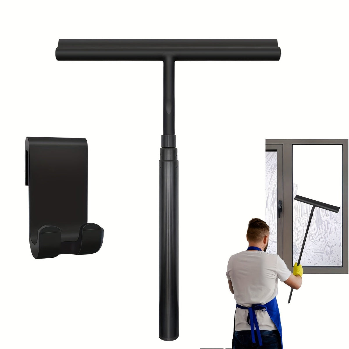 Uitschuifbare Rakel met Telescoopsteel voor Douche Badkamer Ramen - Streepvrij Reinigen tot 107 cm Lang | Sansoti