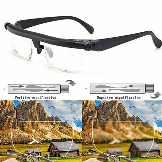 Verstellbare Lesebrille für Nah- und Fernsehen mit Drehknopf, selbstanpassbarer Fokus, ohne Rezept, Polycarbonatgläser | Sansoti