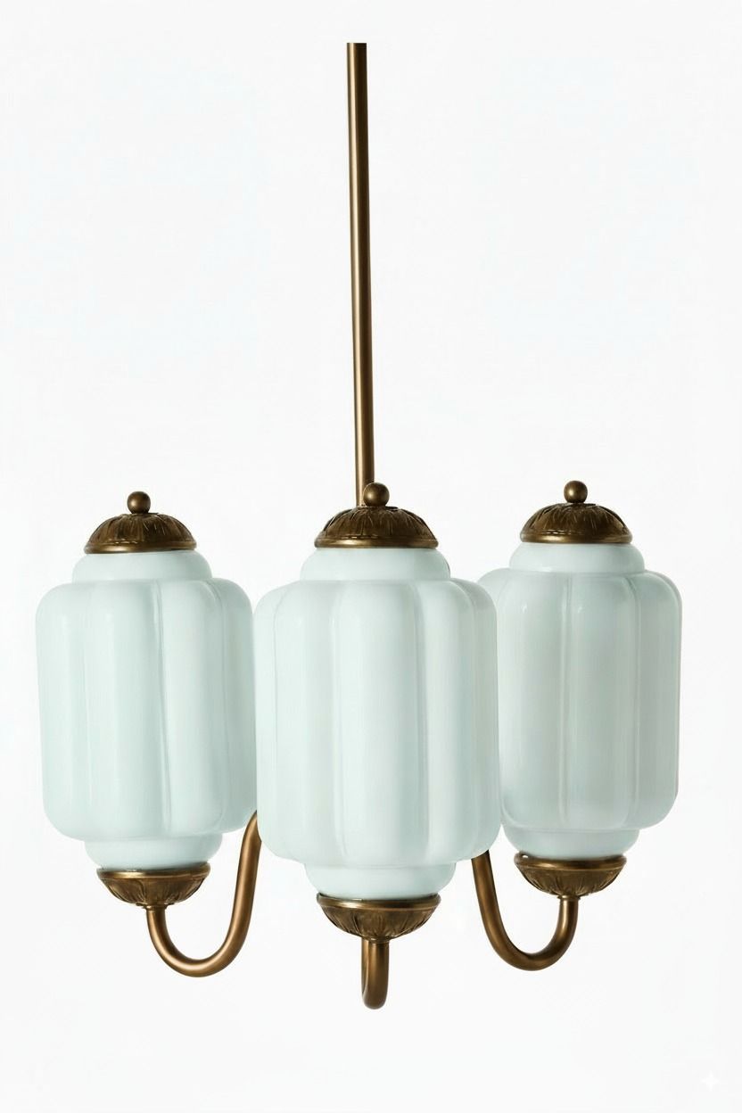 Vintage Melkglazen Hanglamp met Gegolfde Rand – Scandinavische Sfeerverlichting voor Keuken en Slaapkamer | Sansoti