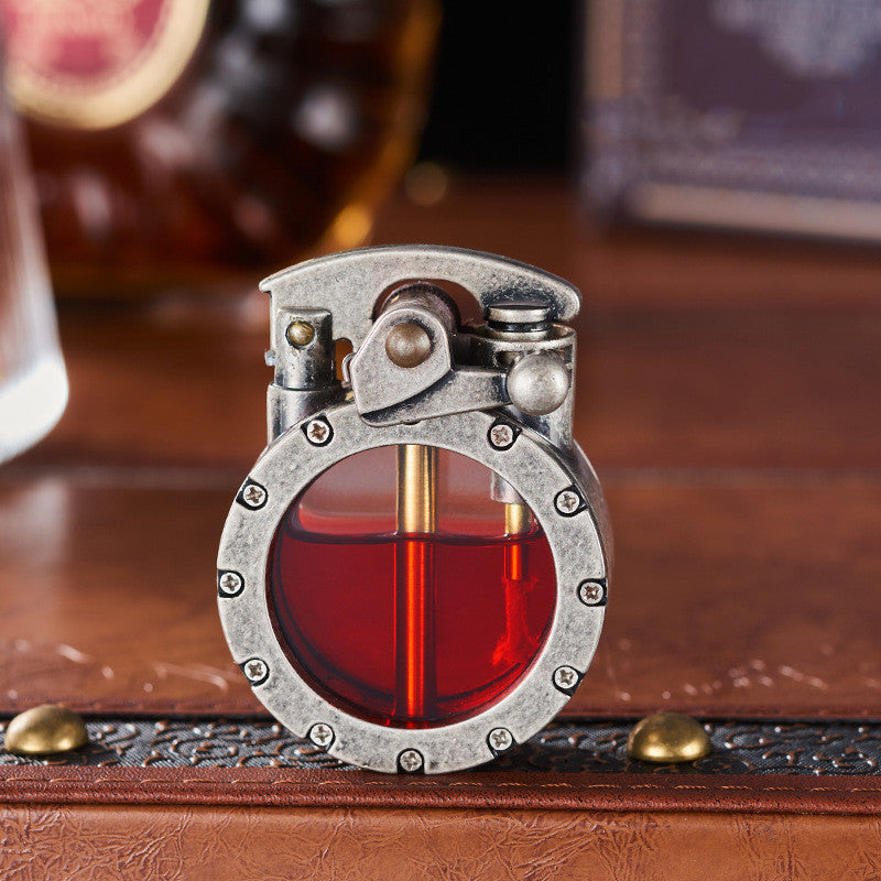 Vintage Transparent Lighter – Zinc Metal Gas Lighter with Retro Charm for Collectors | Sansoti