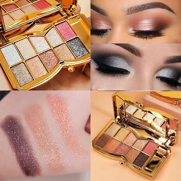 10-Kleurige Glitteroogschaduw Palet – Hoogglans Shimmer Poeder Make-up voor Glamoureuze Oogmake-up – Intense Pigmentatie | Sansoti