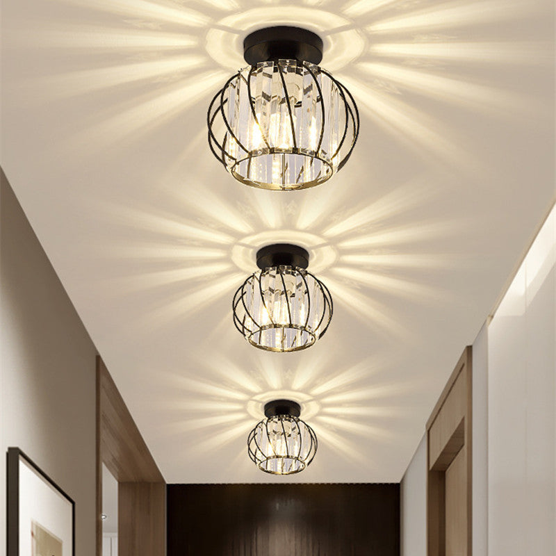 Crystal Ceiling Light Metal Gold Black E27 Entrance Bedroom Hallway Living Room Dining Room Hallway Luxury Interior | Sansoti