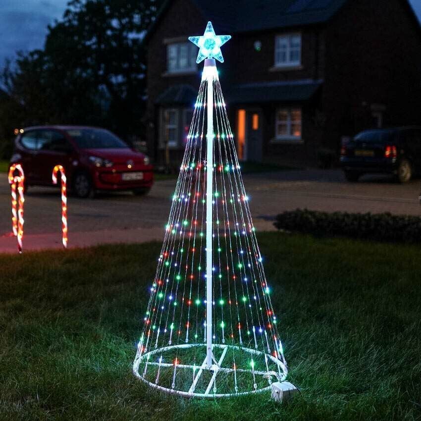 LED Curtain Lights Christmas Tree 150 LEDs Multicolor 2m 12 Light Modes Waterproof IP44 Outdoor Garden Party Lighting | Sansoti