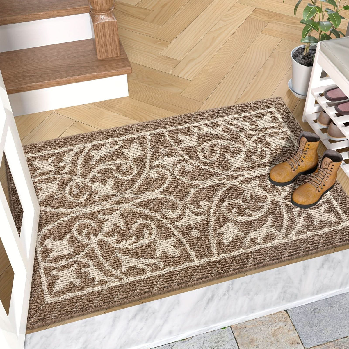 Paillasson antidérapant d’intérieur facile d’accès, 60x90cm, retenant la saleté, tapis d’entrée avec dessous en caoutchouc antidérapant | Sansoti