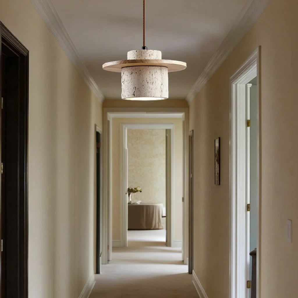 Hanglamp Travertijn Steen 25cm LED E27 Verstelbaar Snoer 170cm Natuurlijke Sfeerverlichting Woonkamer | Sansoti
