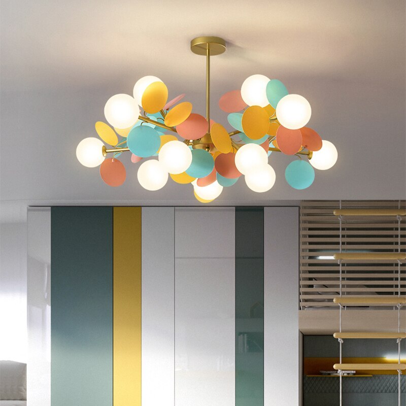Glas-Kronleuchter mit Acryl-G9-LED-Blütenzweigen, dimmbar, drei Farben, Wohnzimmer, Esszimmer, Deckenbeleuchtung | Sansoti