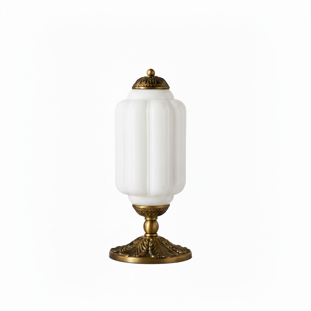 Glazen Tafellamp met Scallop Design Vintage Stijl Slaapkamer Woonkamer Accentverlichting Zwart Messing Matglas | Sansoti