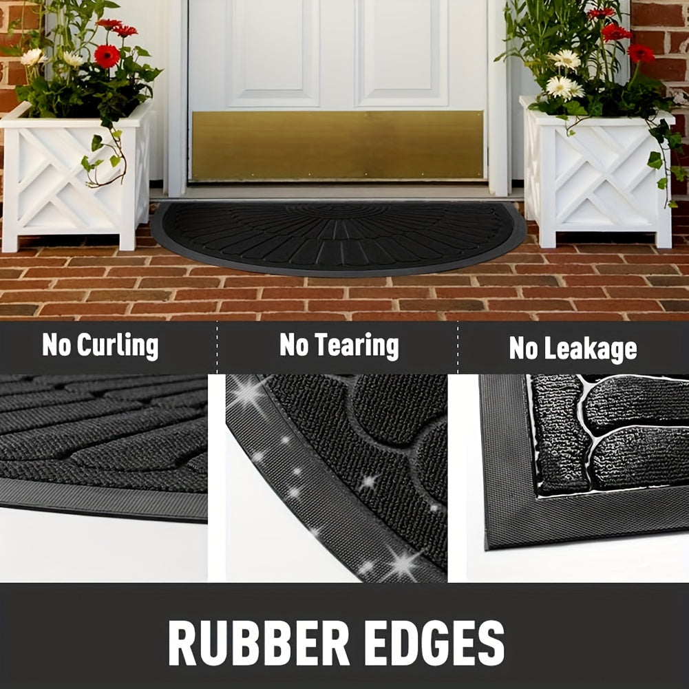 Rubber Deurmat Halfrond Zwart Binnen Buiten Antislip Schoonloopmat Entree Mat Moddermat | Sansoti