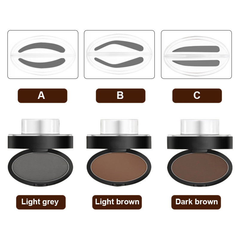 Wenkbrauwstempel Set met Poeder – Waterbestendig – Natuurlijke Finish – 3 Vormen – 3 Kleuren – Perfect voor Dagelijks Gebruik – Snelle Make-up Oplossing | Sansoti