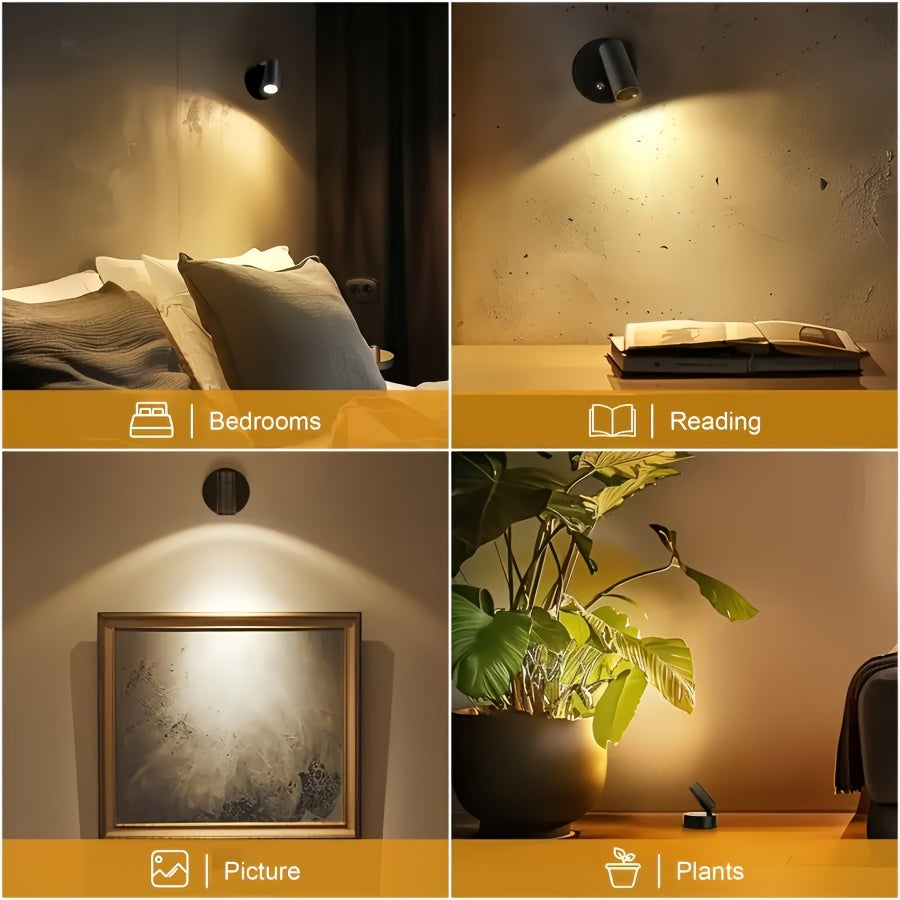 Draadloze LED Accentlamp Dimbaar met Aanraakbediening Zwart voor Kunst en Decoratie | Sansoti