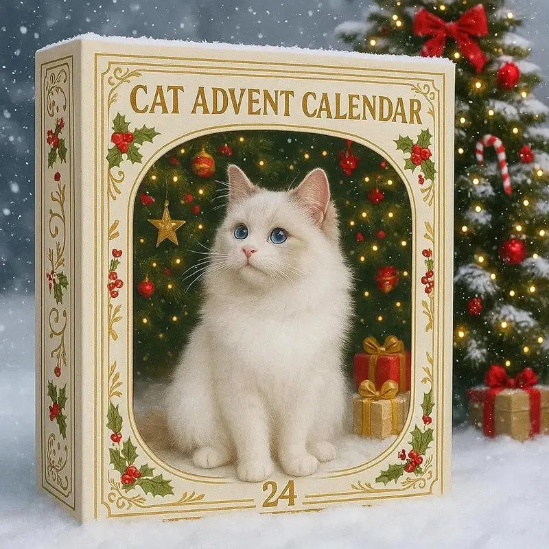 Advent Calendar with 24 Acrylic Cat Figurines, Christmas Decorations, Hanging Ornaments, Children’s Holiday December Countdown | Sansoti