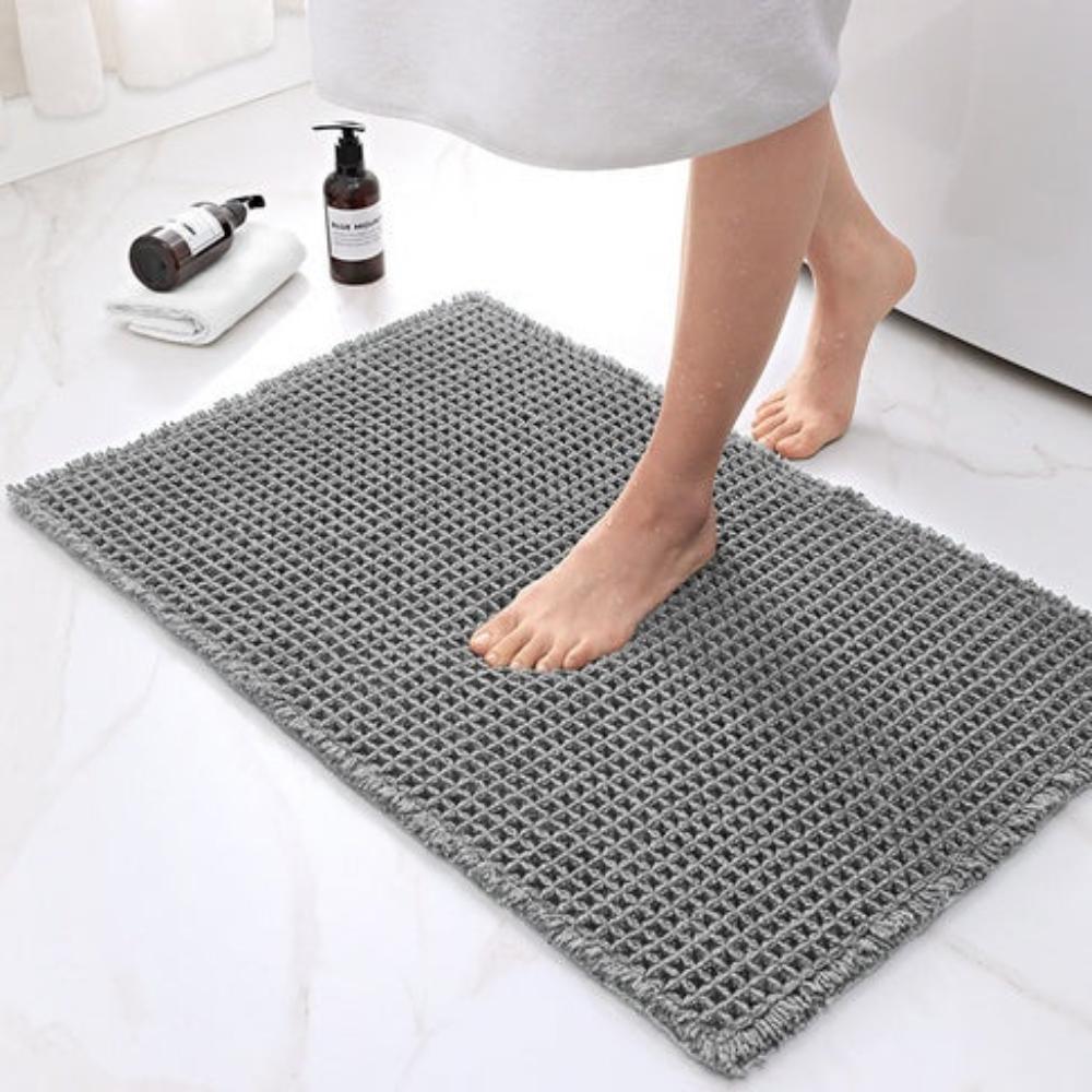 Badmat Wafelstructuur Absorberend Antislip Beige Badkamer Douchemat Sneldrogend Zacht Vloermat Spa Stijl | Sansoti