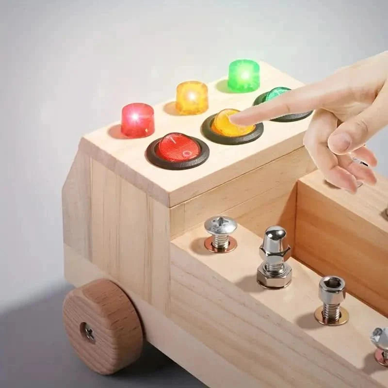 Busy Board Hout Montessori Fijne Motoriek Peuter Educatief Speelgoed LED | Sansoti