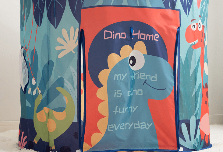 Tente de jeu pour enfants tipi dinosaure bleu marine en polyester 120 cm, maison de jeu pliable pour intérieur et extérieur, chambre d’enfant | Sansoti