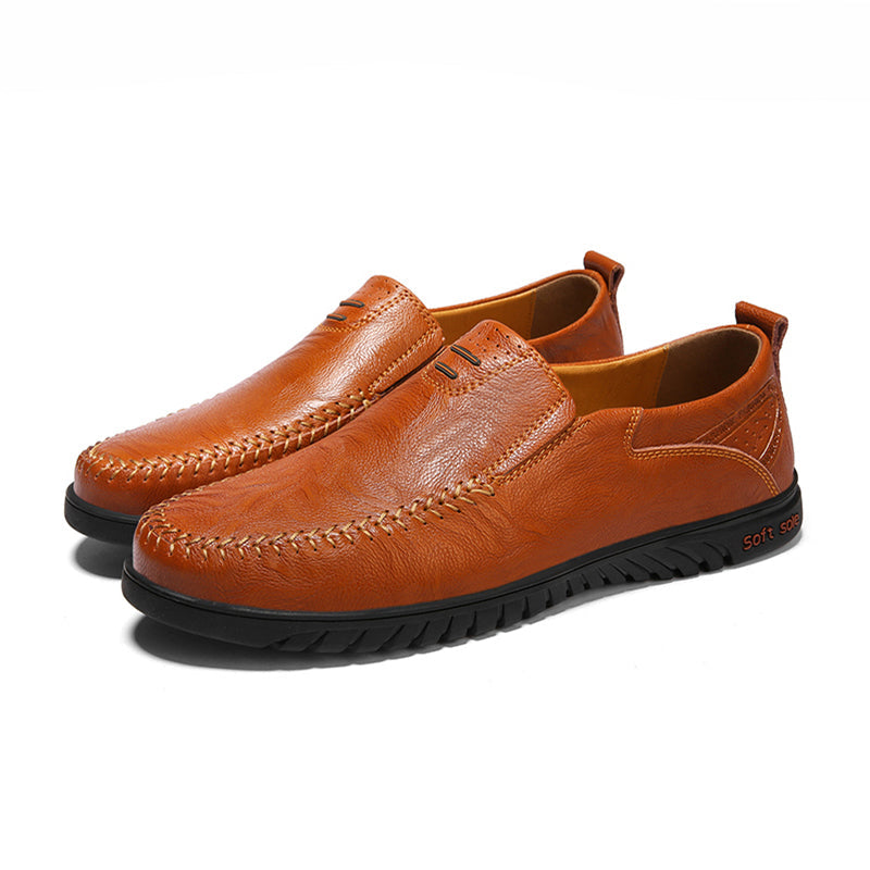 Brown Leather Everyday Shoes Waterproof Scratch-Resistant Comfortable Walking Casual Outdoor for Men and Women Stylish | Sansoti