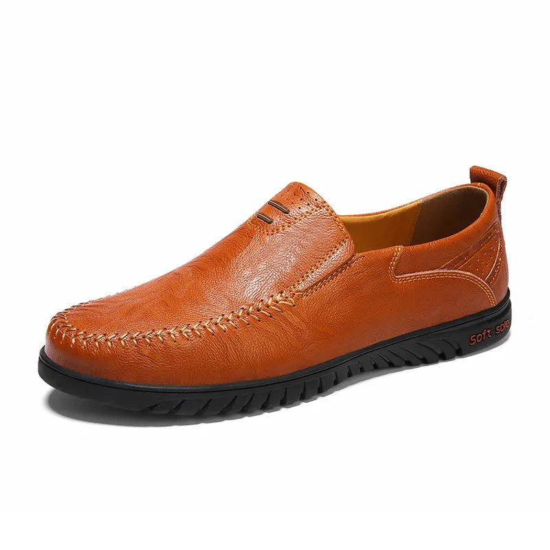 Brown Leather Everyday Shoes Waterproof Scratch-Resistant Comfortable Walking Casual Outdoor for Men and Women Stylish | Sansoti