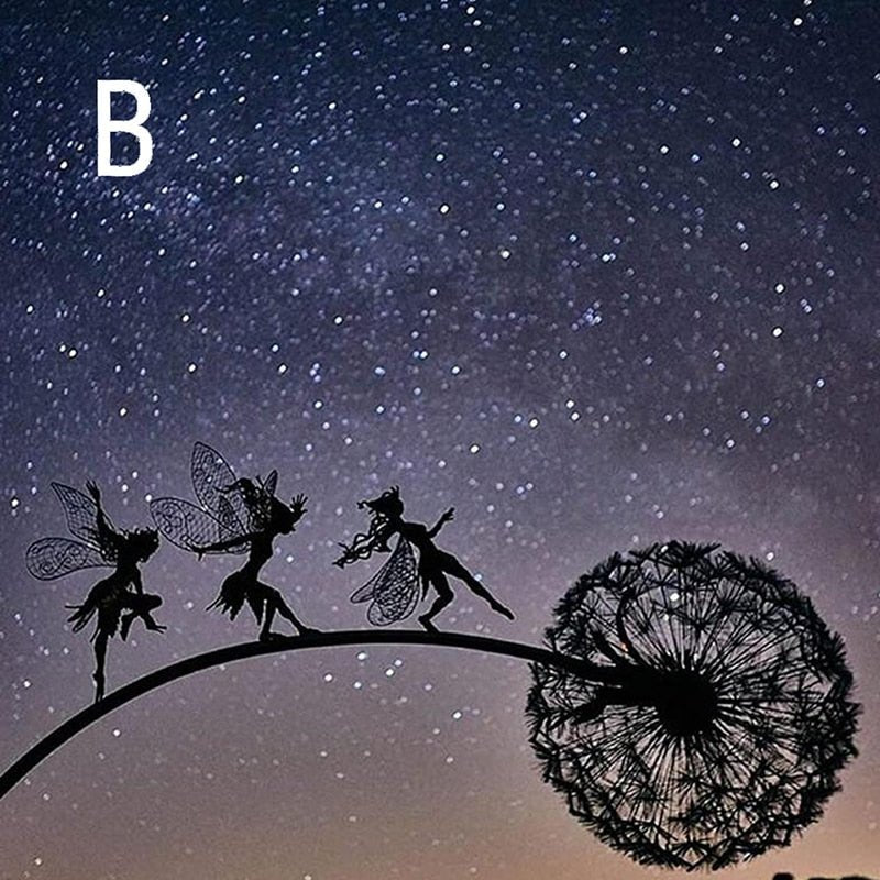 Feë Tuinspinner met Paardenbloem – Windspinner Tuindecoratie 25 cm – IJzeren Tuinsteker met Draaiend Feëfiguur en Paardenbloembloemen – Weervaste Tuinversiering voor Bloembedden en Paden | Sansoti