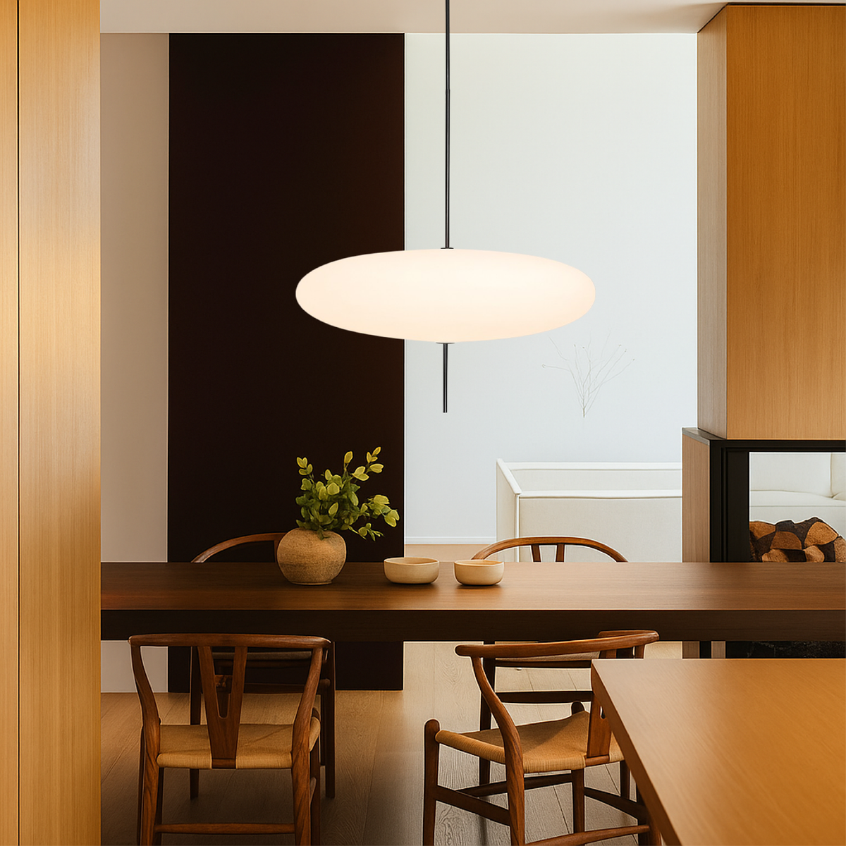 Suspension géométrique E27 en métal et acrylique, 50cm, design minimaliste, pour salle à manger, cuisine et salon, éclairage LED | Sansoti