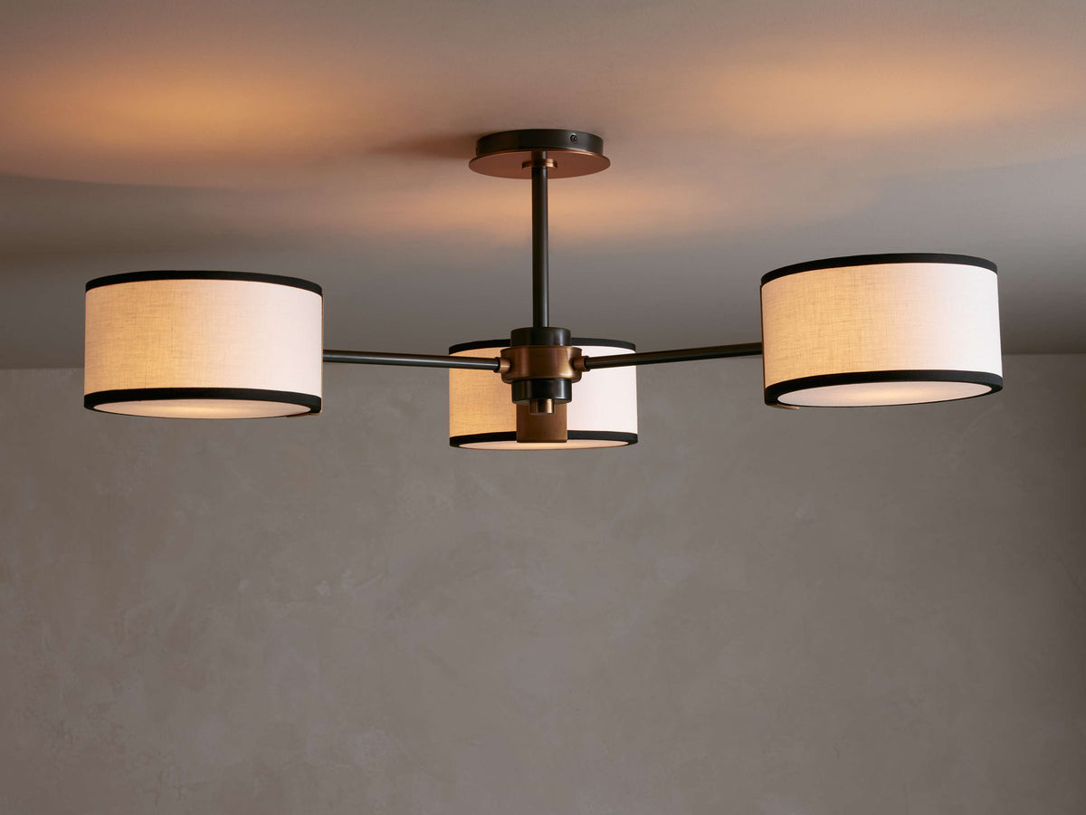 Plafonnier rond avec abat-jour en tissu 91cm Lumière chaleureuse pour salon chambre salle à manger Éclairage d’ambiance moderne | Sansoti