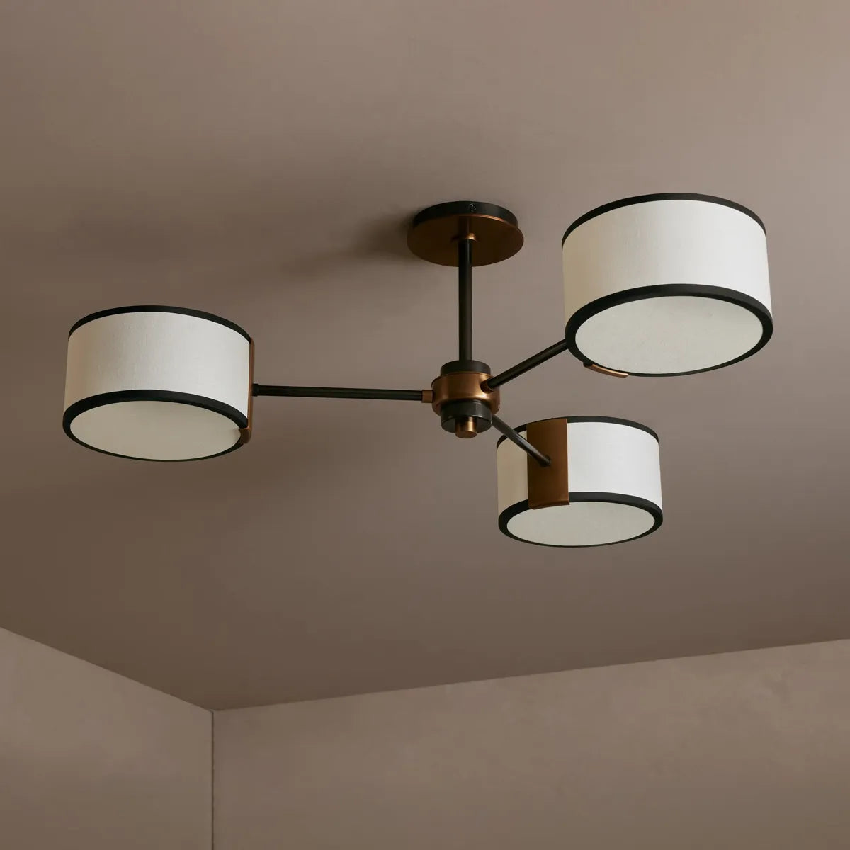 Plafonnier rond avec abat-jour en tissu 91cm Lumière chaleureuse pour salon chambre salle à manger Éclairage d’ambiance moderne | Sansoti