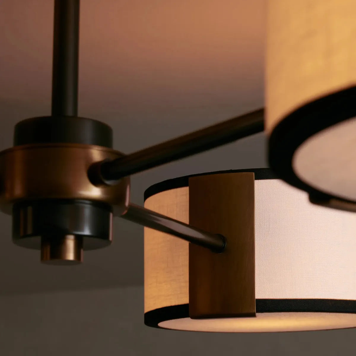 Plafonnier rond avec abat-jour en tissu 91cm Lumière chaleureuse pour salon chambre salle à manger Éclairage d’ambiance moderne | Sansoti