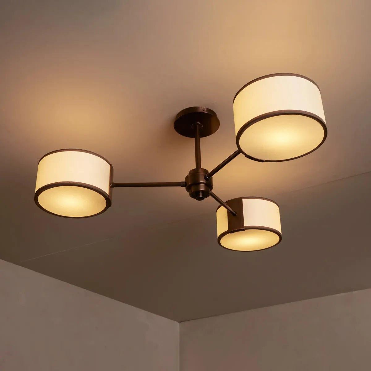 Plafonnier rond avec abat-jour en tissu 91cm Lumière chaleureuse pour salon chambre salle à manger Éclairage d’ambiance moderne | Sansoti