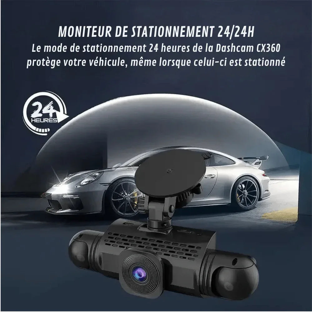Dashcam met 360° Panoramische Visie Full HD Nachtzicht Auto Camera Parkeerbewaking Veiligheid Opname | Sansoti
