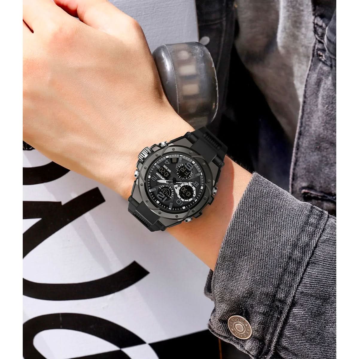 Multifunctioneel Horloge met Analoge en Digitale Display voor Heren | Sansoti