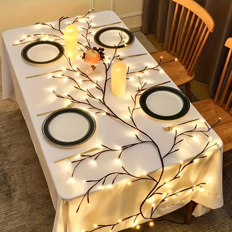 Éclairage mural en branches de saule avec 96 points lumineux LED, blanc chaud, USB, applique murale décorative, éclairage d’ambiance intérieur | Sansoti