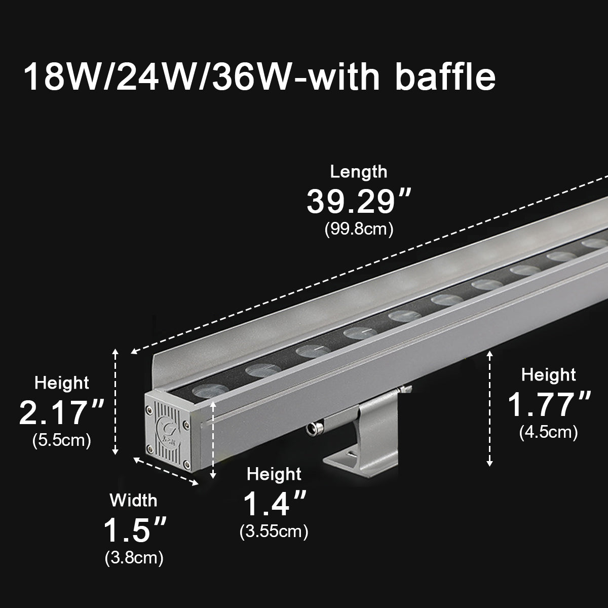 LED wall lighting 100cm 24V Dimmable Outdoor Lighting IP65 Waterproof Aluminum Facade Accent Garden Lighting | Sansoti
