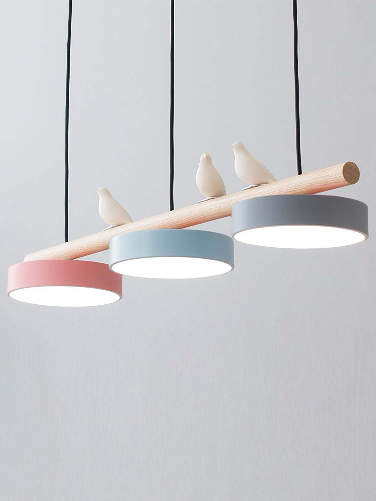 Hanglamp Hout Design Vogelvorm Drie Kappen Scandinavisch Keukeneiland | Sansoti