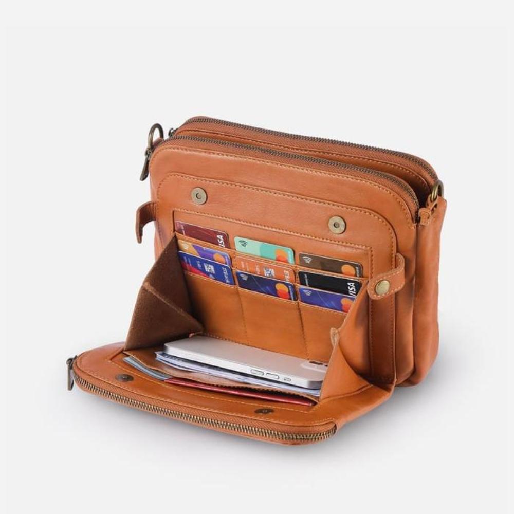 Leren Schoudertas met Geïntegreerde Portemonnee 9 Kaartvakken Compact Dagelijks Gebruik Dames Crossbody | Sansoti