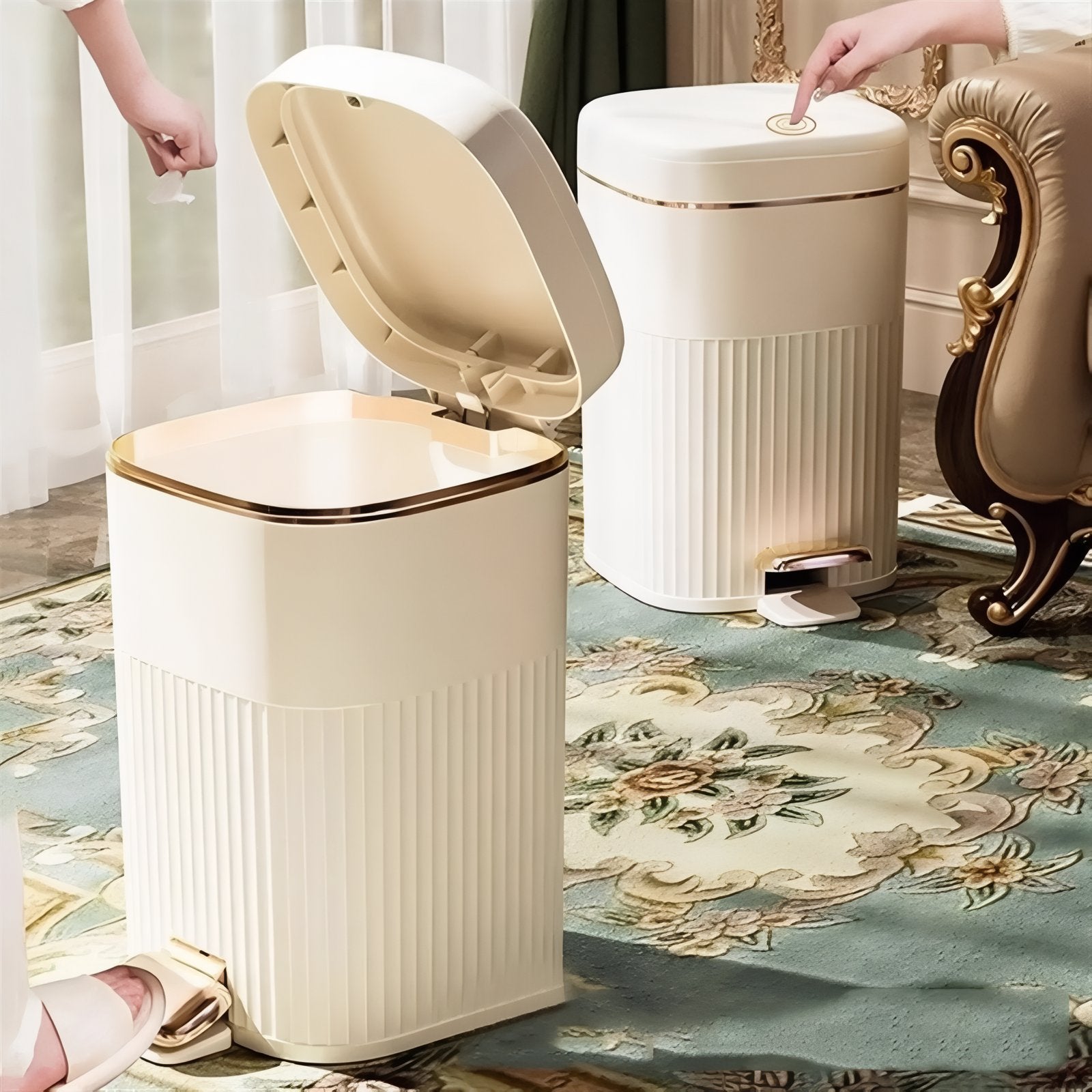 Poubelle à pédale au design élégant – corbeille hygiénique pour salle de bain et cuisine