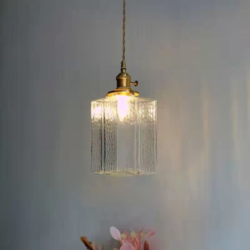 Vintage Hanglamp met Gegolfd Glas & IJzeren Armatuur – Vierkant/Rechthoekig – Scandinavisch Design voor Woonkamer | Sansoti