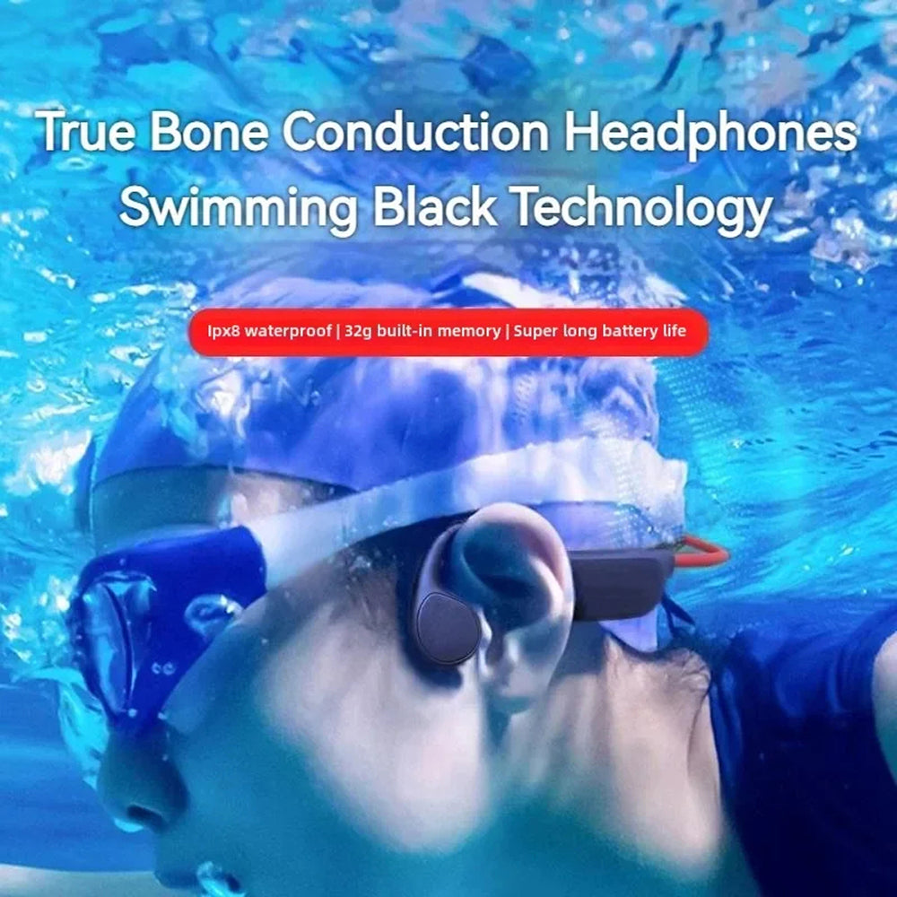 Knochenleitungs-Schwimmkopfhörer 32GB IPX8, wasserdicht bis 30m, mit 12 Stunden Wiedergabezeit zum Schwimmen und Laufen | Sansoti