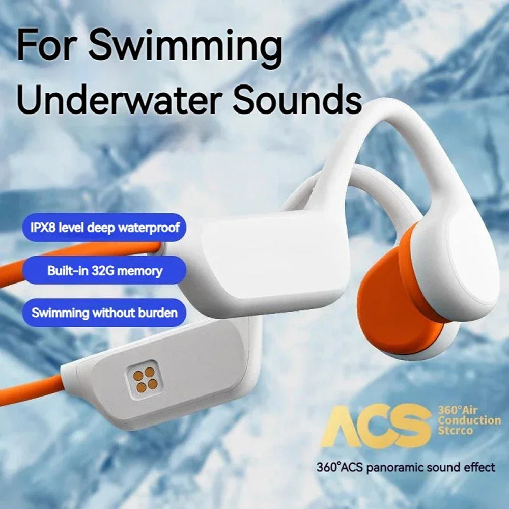 Knochenleitungs-Schwimmkopfhörer 32GB IPX8, wasserdicht bis 30m, mit 12 Stunden Wiedergabezeit zum Schwimmen und Laufen | Sansoti