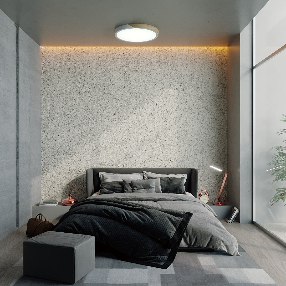 Minimalistische LED-Deckenleuchte mit Holz-Akzenten und sanfter Lichtverteilung | Restfield
