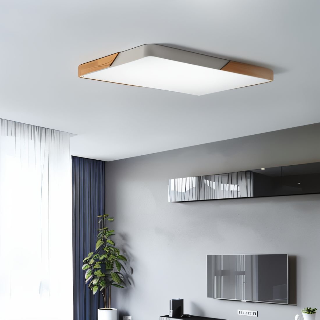 Minimalistische LED-Deckenleuchte mit Holz-Akzenten und sanfter Lichtverteilung | Restfield