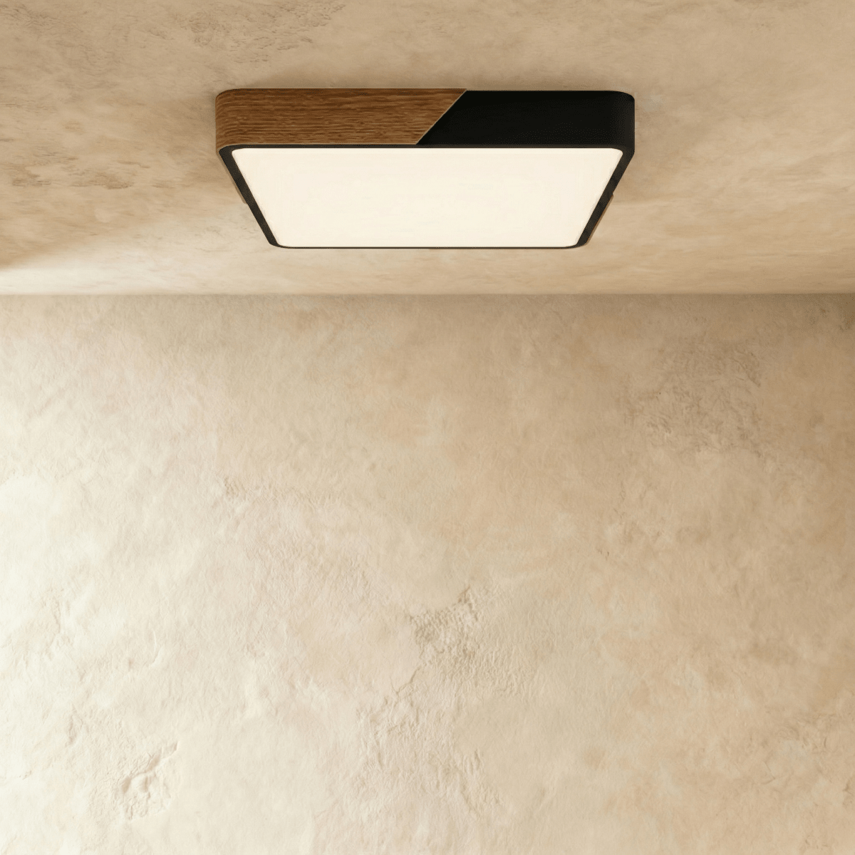 Minimalistische LED-Deckenleuchte mit Holz-Akzenten und sanfter Lichtverteilung | Restfield