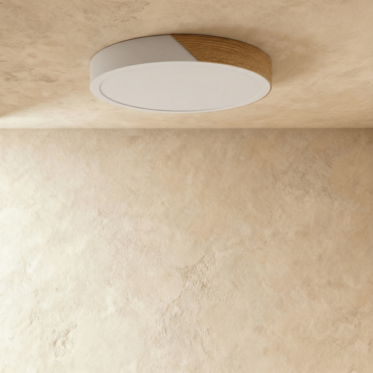 Minimalistische LED-Deckenleuchte mit Holz-Akzenten und sanfter Lichtverteilung | Restfield