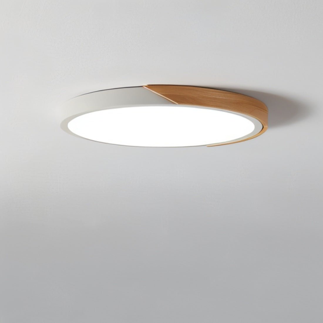 LED plafondlamp hout metaal rond modern minimalistisch wit woonkamer slaapkamer kantoor plafondverlichting energiezuinig | Sansoti
