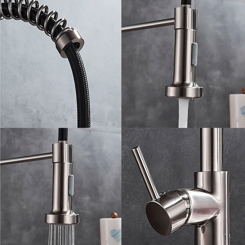 Robinet de Cuisine Douchette Extensible Laiton Pivotant 360° Brossé Moderne Cuisine | Restfield