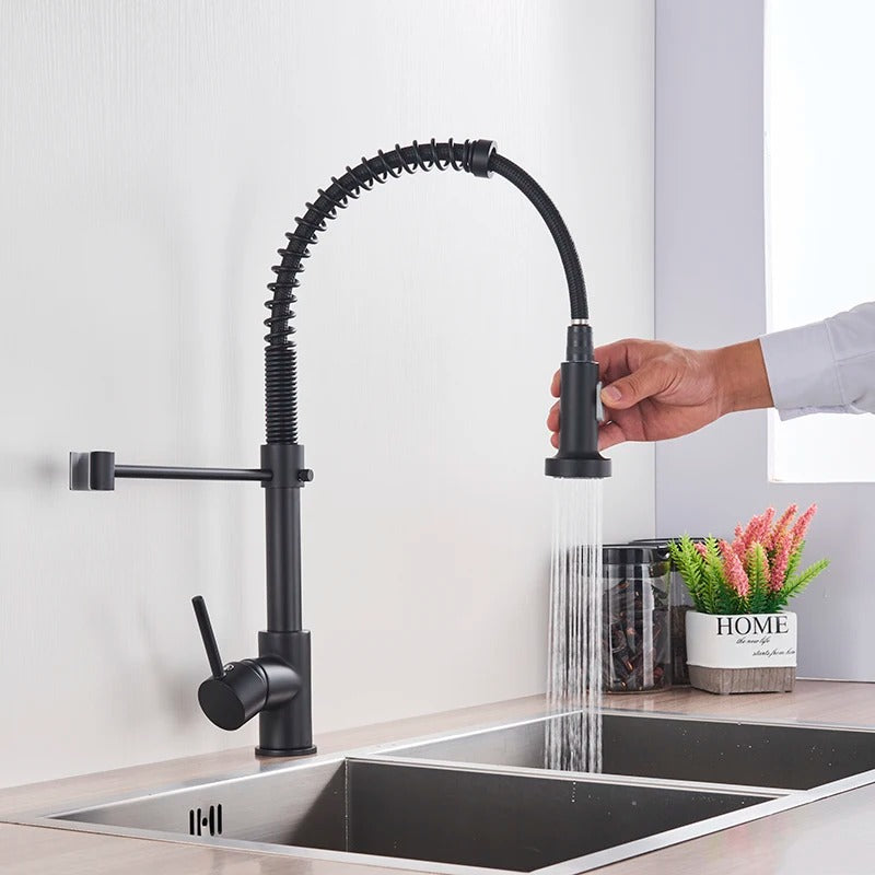 Robinet de Cuisine Douchette Extensible Laiton Pivotant 360° Brossé Moderne Cuisine | Restfield