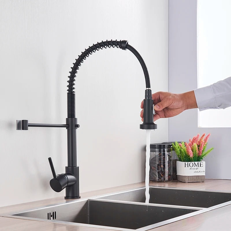 Robinet de Cuisine Douchette Extensible Laiton Pivotant 360° Brossé Moderne Cuisine | Restfield