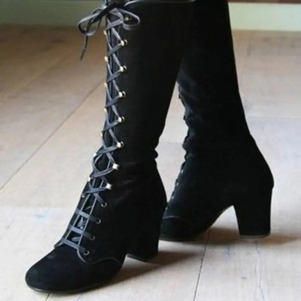 Knee-High Women's Boots Pointed Toe High Heel Bow Wool Felt Black Blue Brown Winter Footwear Elegant Warm | Sansoti