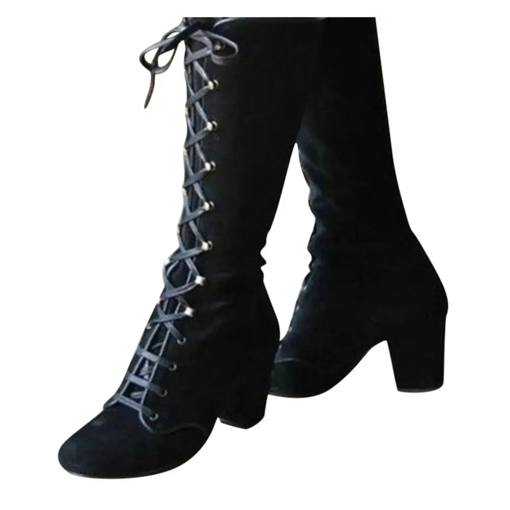 Knee-High Women's Boots Pointed Toe High Heel Bow Wool Felt Black Blue Brown Winter Footwear Elegant Warm | Sansoti