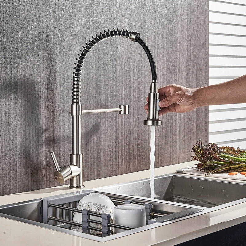 Robinet de Cuisine Douchette Extensible Laiton Pivotant 360° Brossé Moderne Cuisine | Restfield