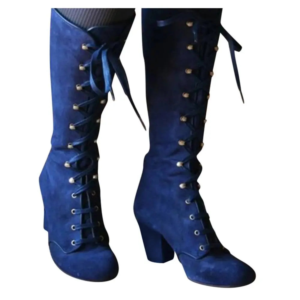 Knee-High Women's Boots Pointed Toe High Heel Bow Wool Felt Black Blue Brown Winter Footwear Elegant Warm | Sansoti
