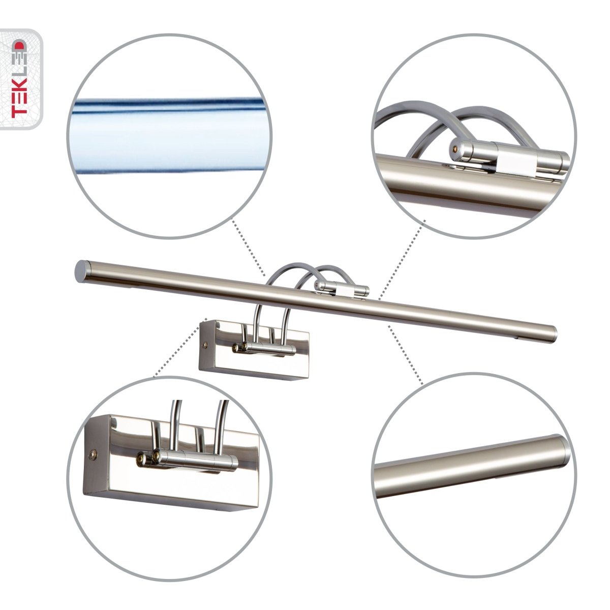 Spiegelleuchte LED Warmweiß 3000K 8W 64cm Gold Nickel Messing Chrom Bilderlampe Wandleuchte