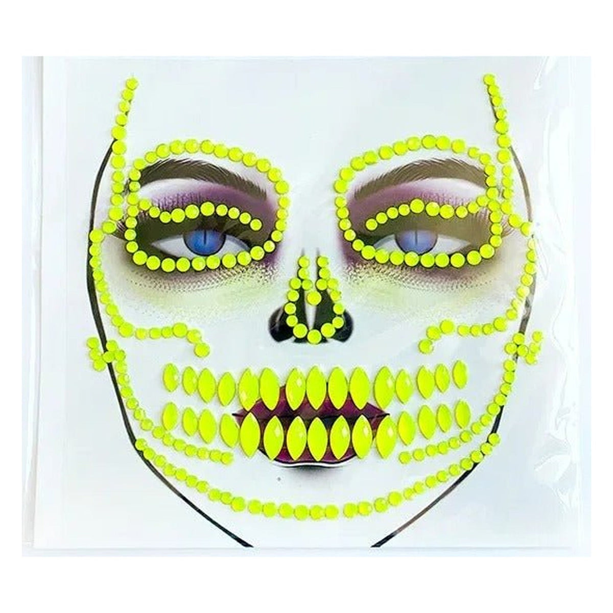 Biżuteria do twarzy na Halloween: czaszka, gwiazda i pająk, samoprzylepne akrylowe kryształki, brokat, przyjęcie, przebieranki, karnawał | Sansoti